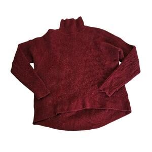 Madewell Burgundy Mock Neck Sweater Medium Merino Alpaca Blend Textured Knit